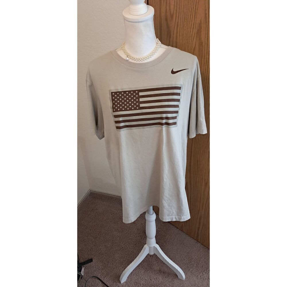 The Nike Tee American Flag Black Knights Beige/Tan color Size XL See Description